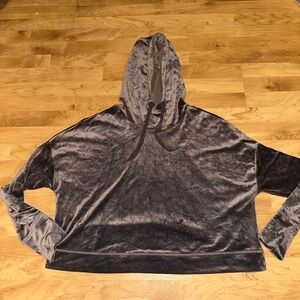 Aerie Offline Velour Hoodie Pullover‎ Top Gray Women's XXL